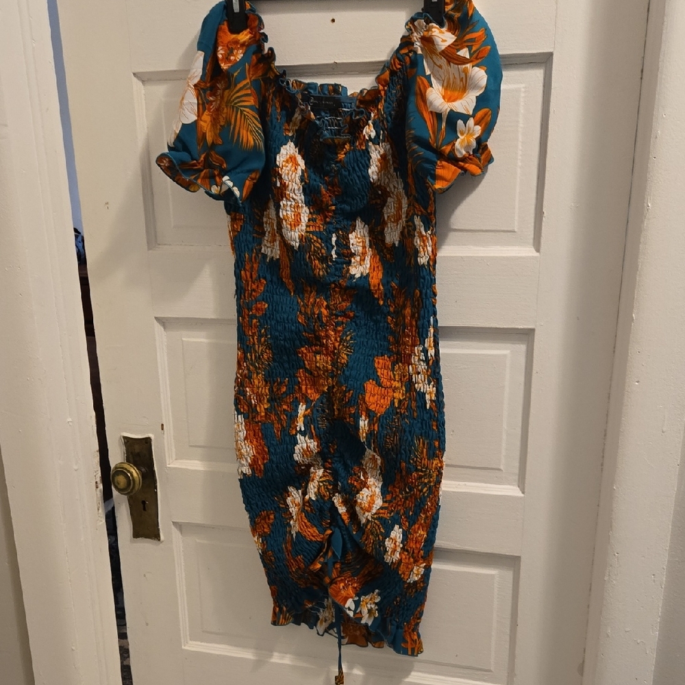 Floral Smocked Dress with Puff Sleeves